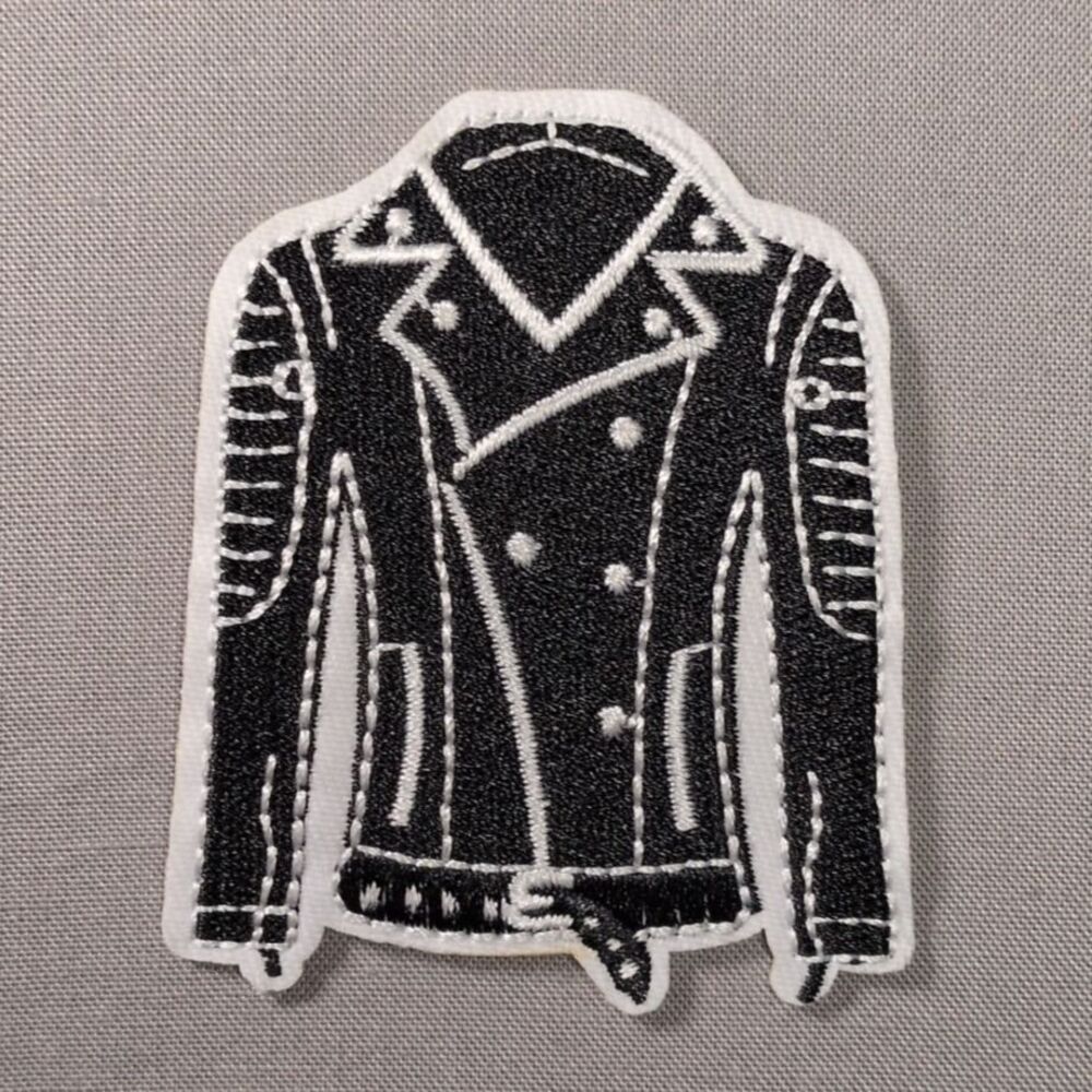 Black Motorcycle Jacket iron on Patch